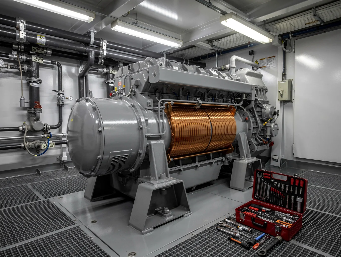 High-power industrial diesel generator set assembly