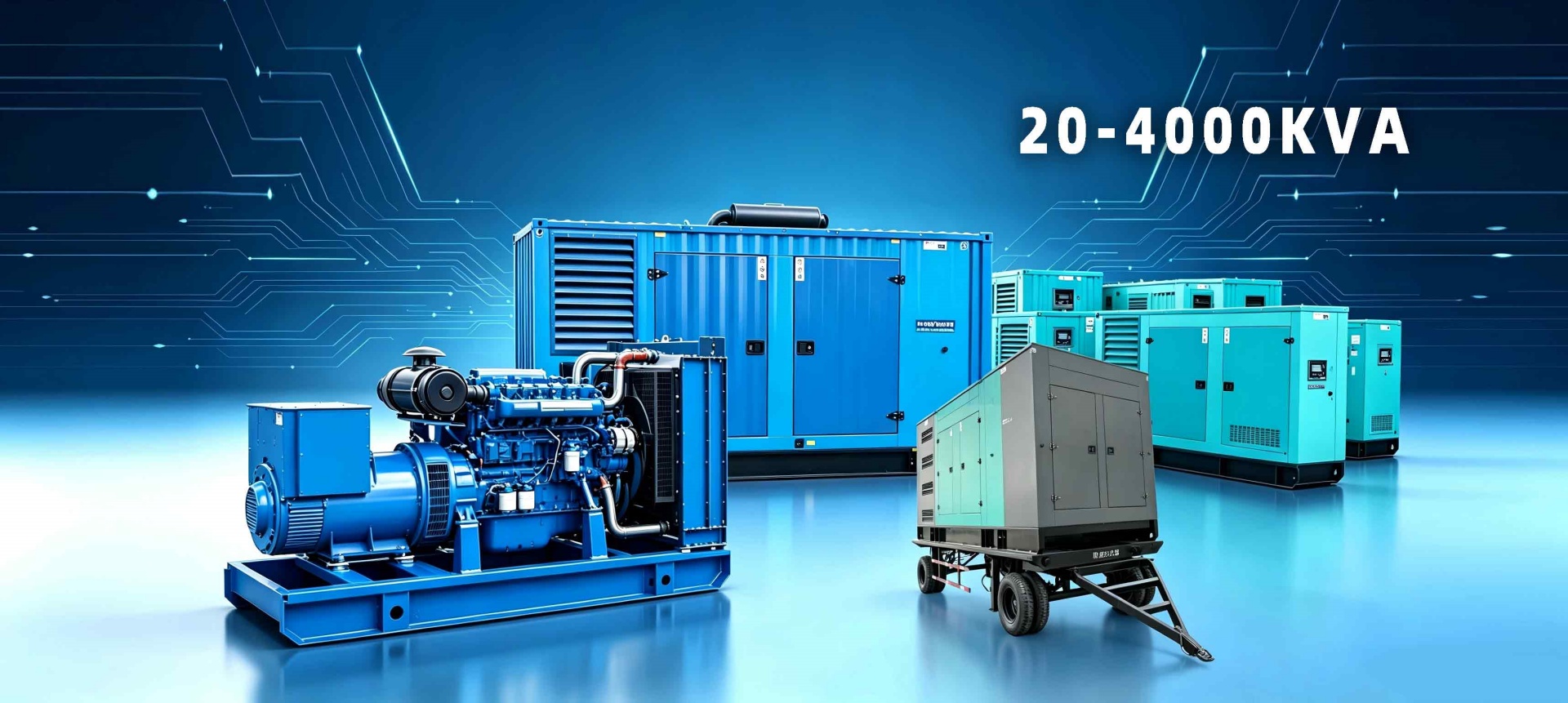 High-power industrial diesel generator set on factory floor