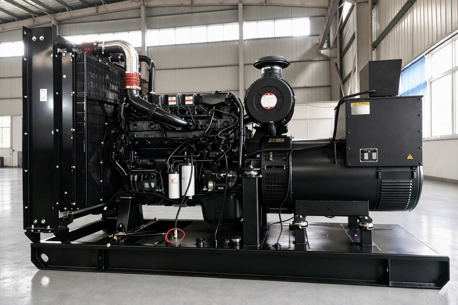 300kW Cummins open type diesel generator set with 6ZTAA13-G3 engine in Jiangsu Kaichen Power workshop
